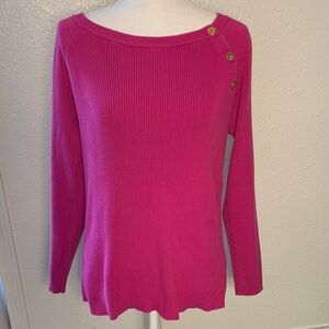 Women's 1X Lauren Ralph Lauren Pink Sweater with Button Detail